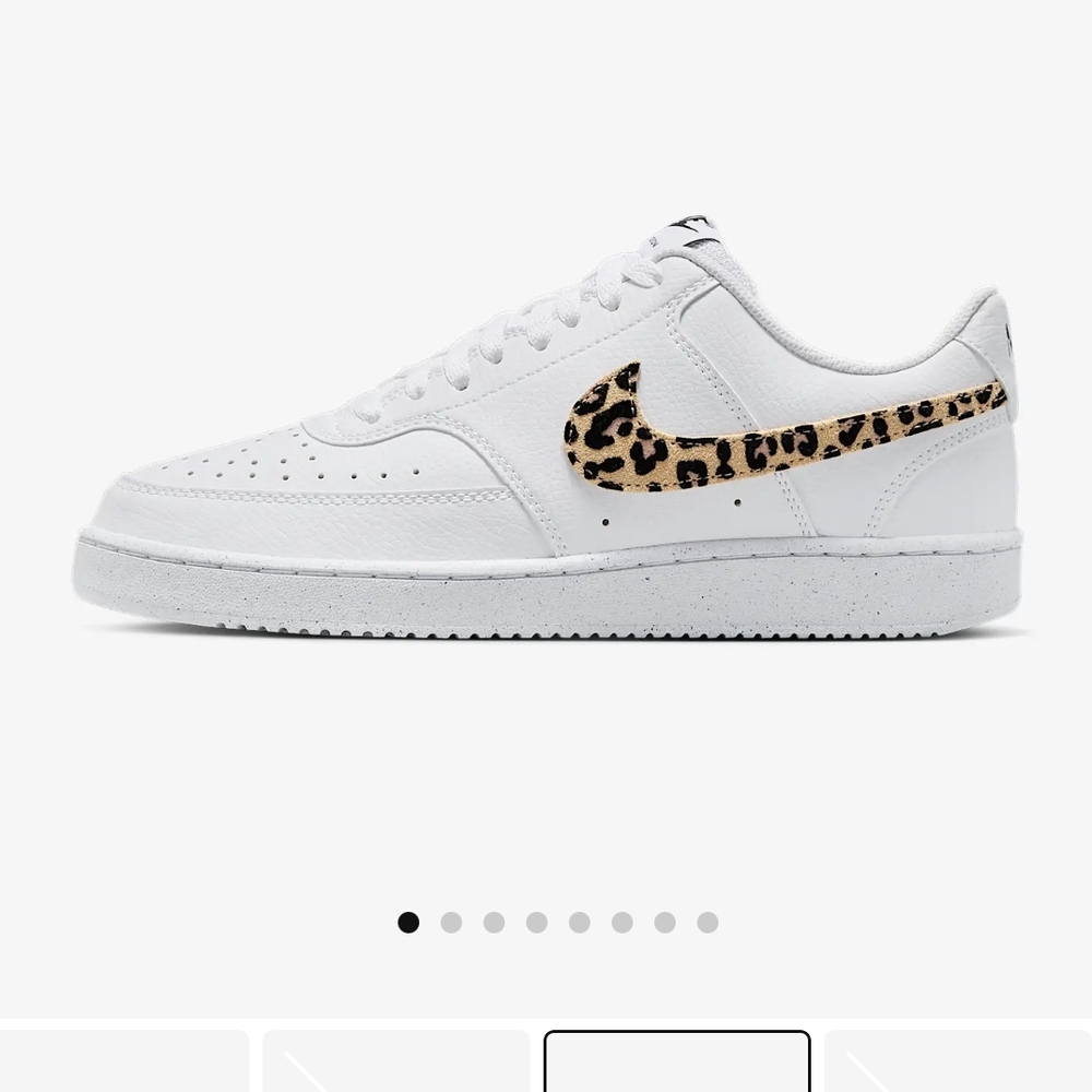 Nike White Sneakers with Leopard Print Swoosh